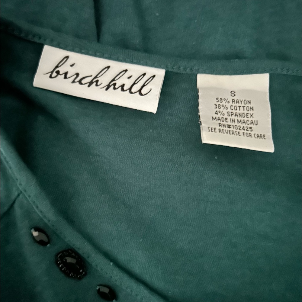 Birch Hill Teal Suede Blazer Black Bead Detailing With Long Sleeve Size Small - Picture 7 of 7